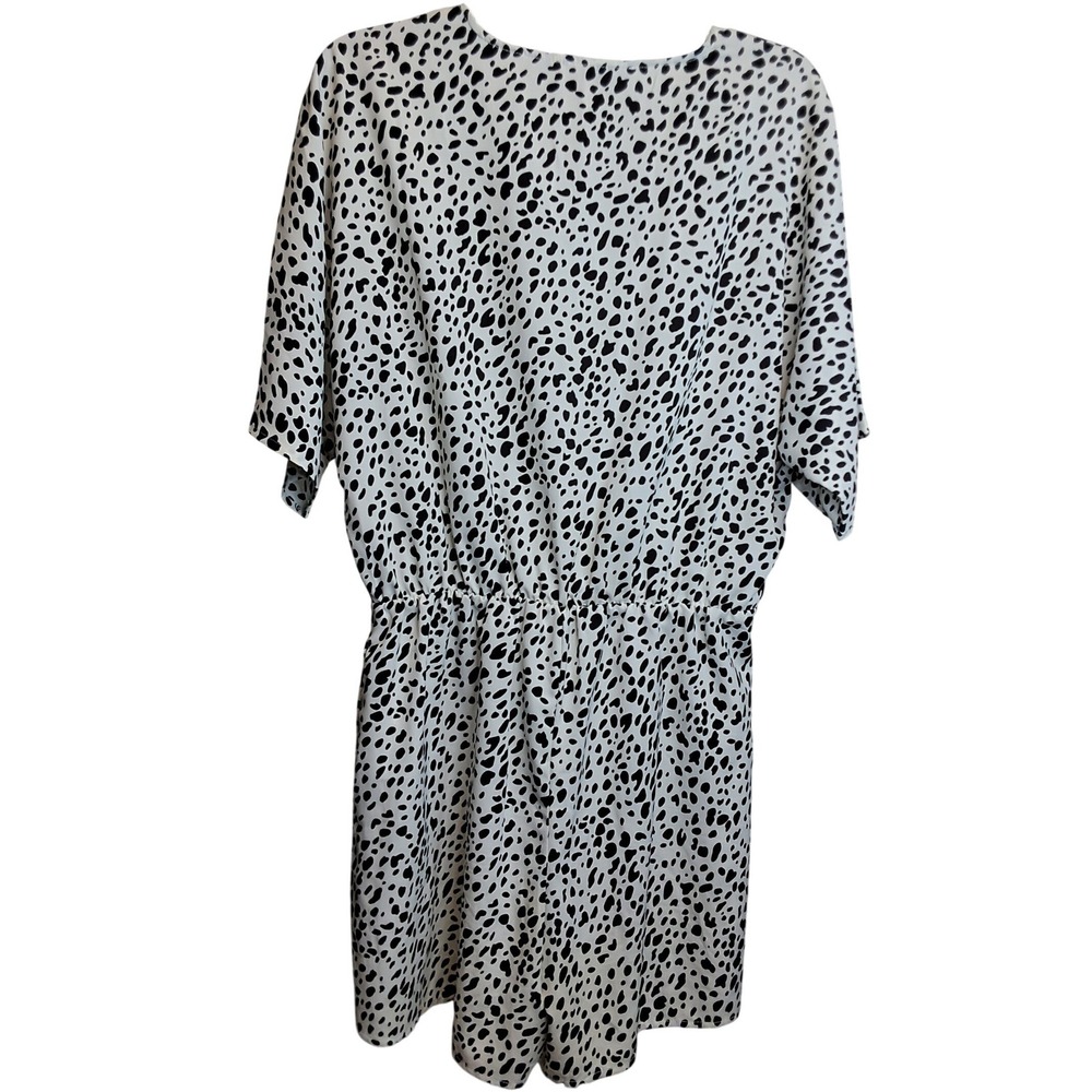PRETTYGARDEN Womens Dalmatian Short Sleeve Romper White Black Size M - Picture 3 of 6